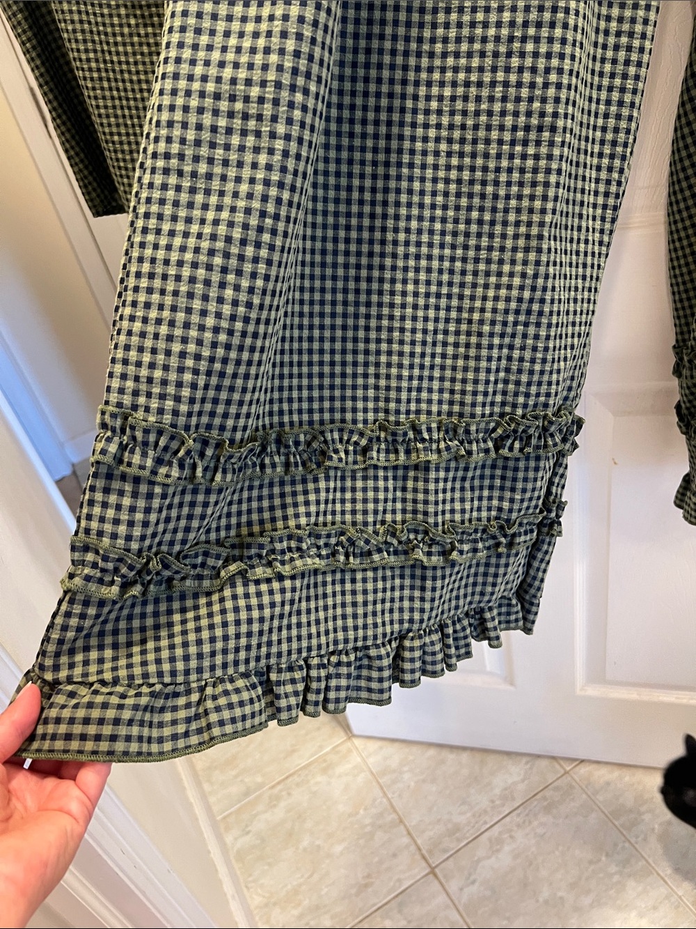 Green Gingham Ruffle Two-Piece Set - Picture 2 of 7